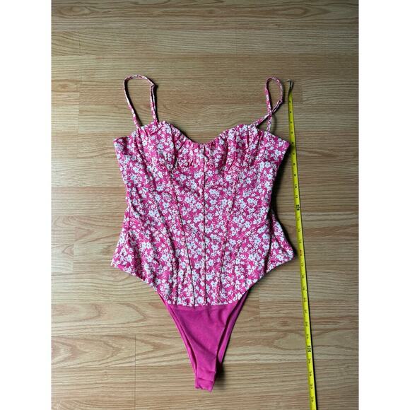 ZARA Pink Floral Bodysuit Sz Medium - Picture 4 of 5